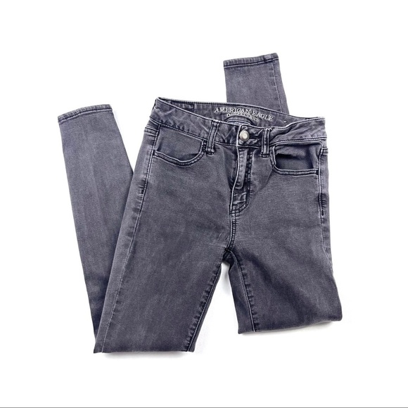 American Eagle Grey Wash Hi-Rise Jegging Super Super Stretch Jeans - Picture 3 of 6